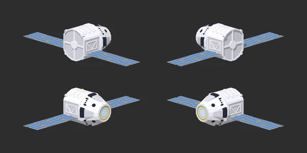 Alacsony poly modern újrahasználható űrhajó — Stock Vector