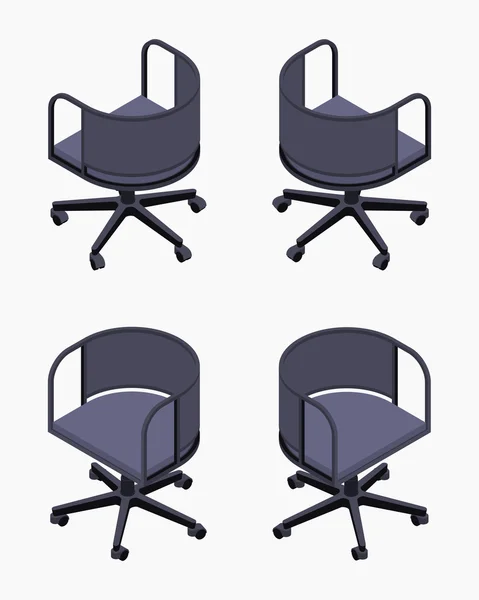 Isometrisches Büro mit schwarzen Stühlen — Stockvektor