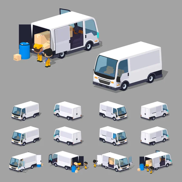 Low Poly weißer Van — Stockvektor