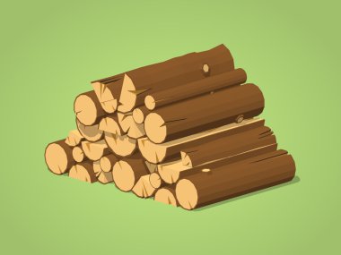Low poly firewood stacked in piles clipart