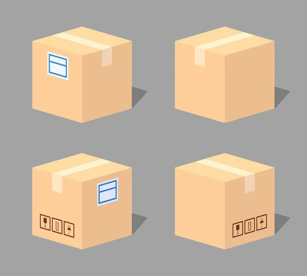 Низька полі закрита картонна коробка — стоковий вектор
