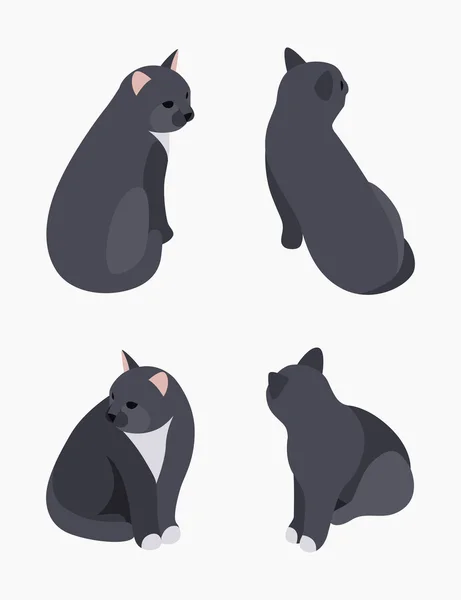 Chat assis noir isométrique — Image vectorielle