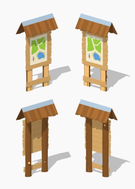 Düşük Poli bilgi standı ile kağıt harita