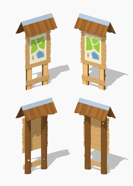 紙の地図と低ポリゴン情報スタンド — ストックベクタ