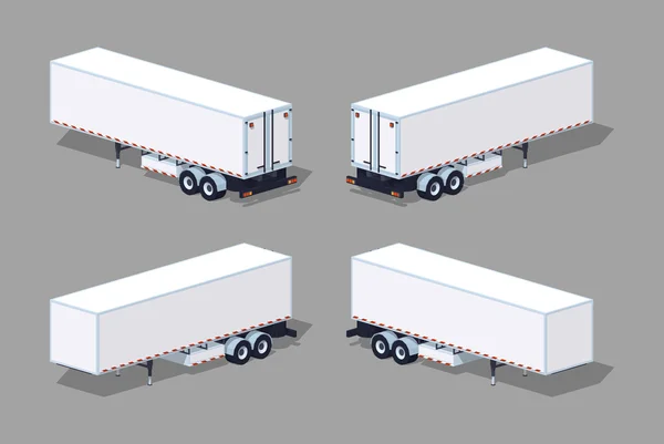 Low Poly White Cargo Anhänger — Stockvektor