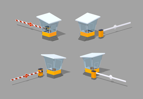 Low poly barrier and toll booth