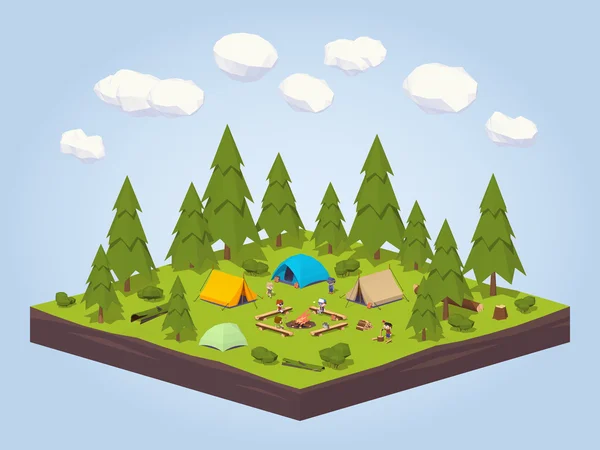 Camping en el bosque — Vector de stock