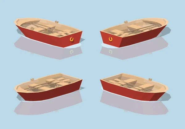 Basso poli barca punt rosso — Vettoriale Stock