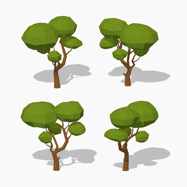 Árbol bajo de poli verde — Vector de stock