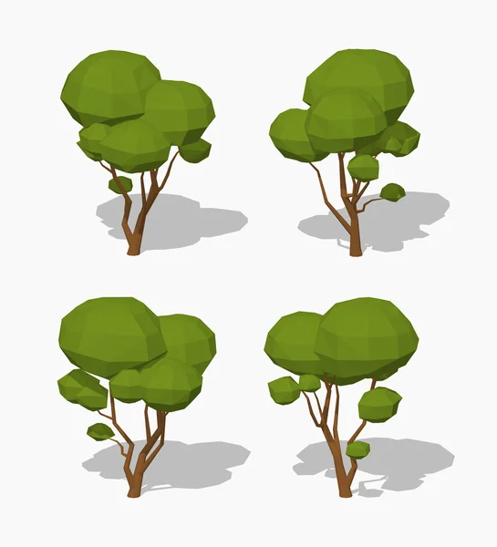 Arbre vert poly bas — Image vectorielle