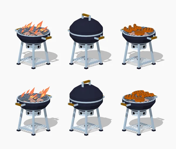 Barbacoa baja de poli — Vector de stock