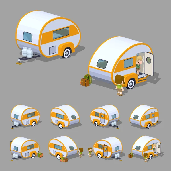 Low poly rétro camping-car — Image vectorielle