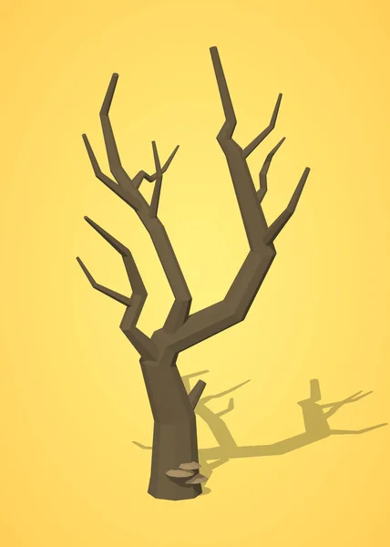 Árbol bajo en poli seco — Vector de stock