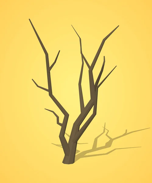 Low poly dried tree — Stock Vector