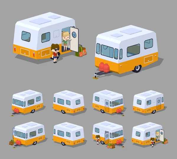 Low Poly Retro Wohnmobil — Stockvektor