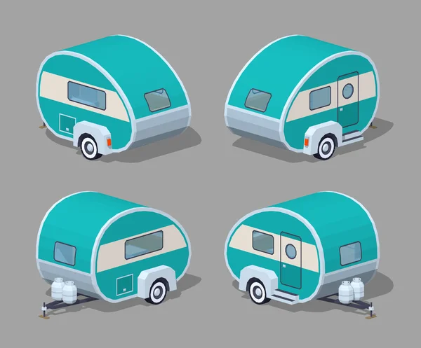 Low poly turquoise rétro camping-car — Image vectorielle