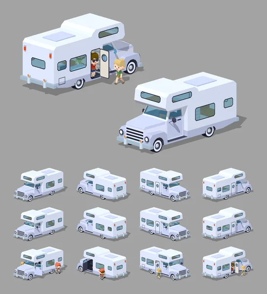 Low Poly weißes Wohnmobil — Stockvektor