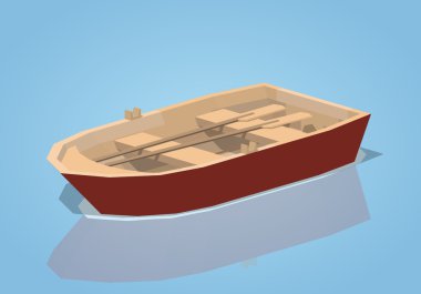 Düşük Poli kırmızı punt tekne