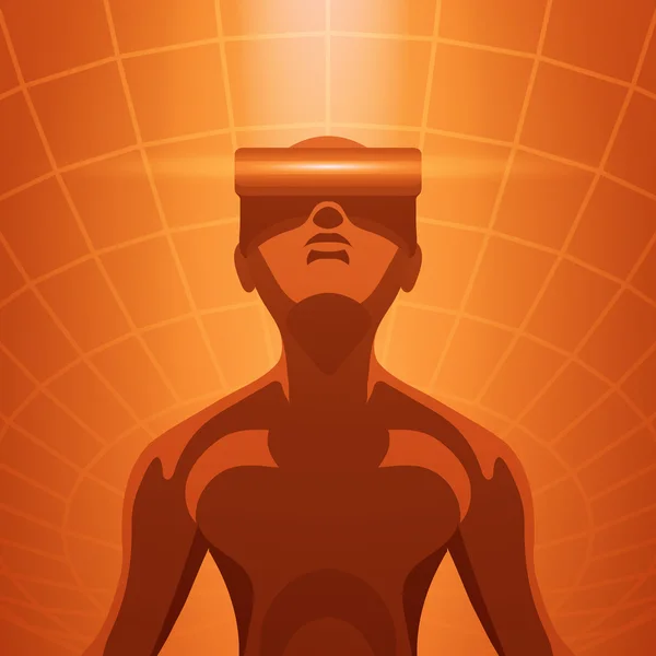 Homme dans le casque de réalité virtuelle — Image vectorielle