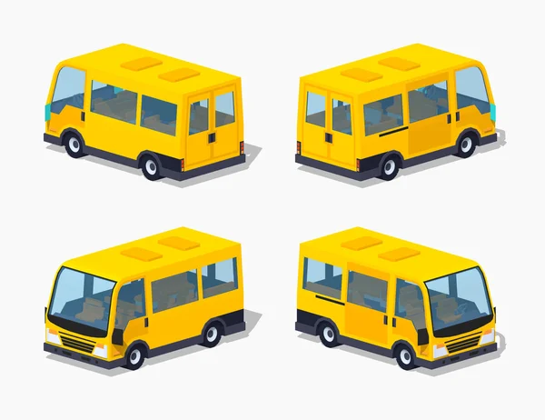 Minibús de pasajeros de color amarillo polivinílico bajo — Vector de stock