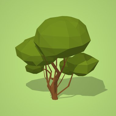 Düşük Poli yeşil ağaç