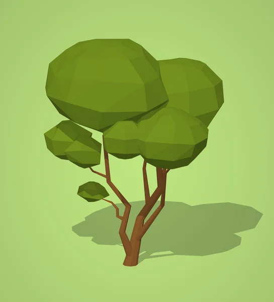 Árbol bajo de poli verde — Vector de stock