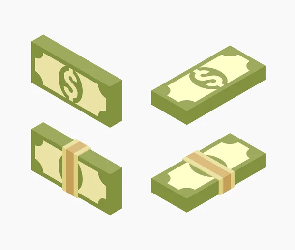 Isometrische bundels van papiergeld — Stockvector