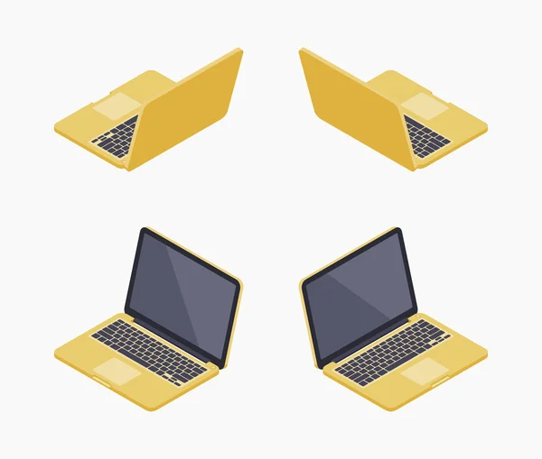 Isometric golden laptop — Stock Vector