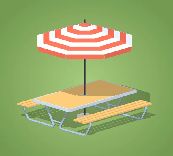 Table basse poly café avec parasol — Image vectorielle