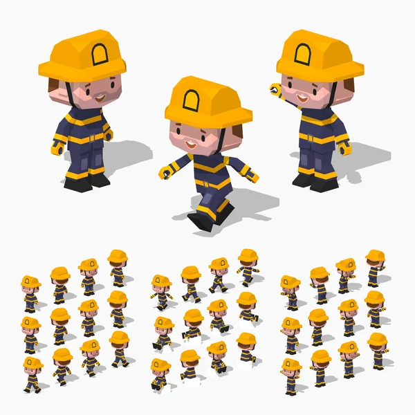 低聚消防员 — 图库矢量图片