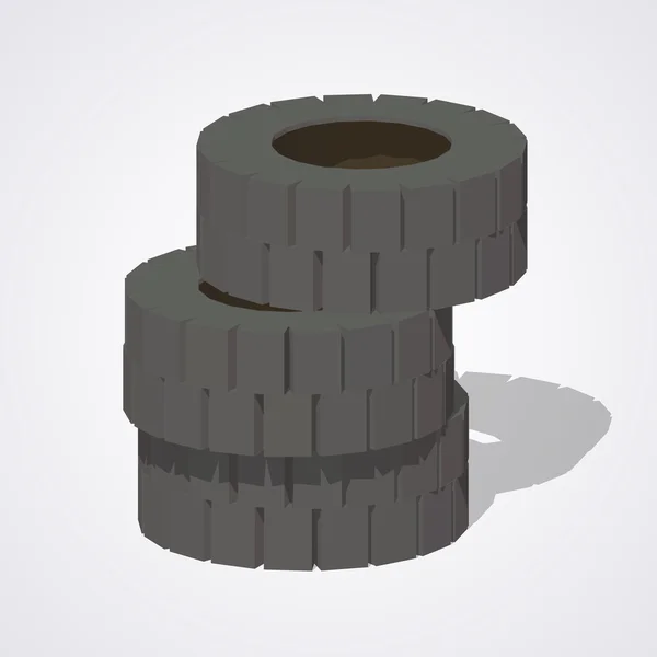 Low poly old rubber tires — Stock Vector