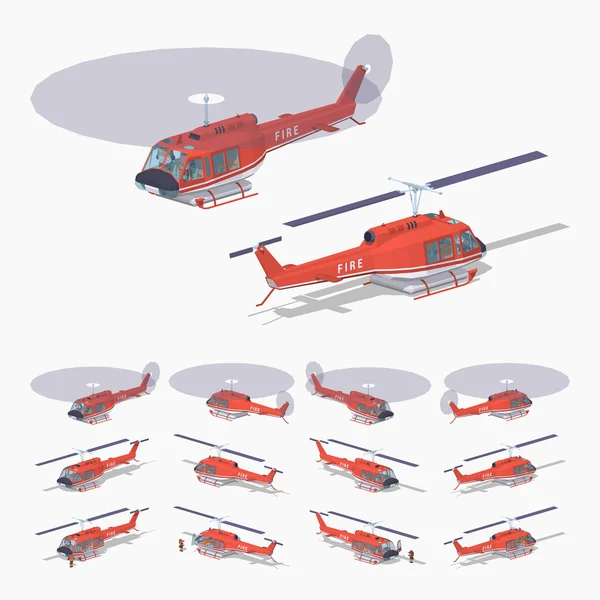 Alacsony poly tűzoltó helikopter — Stock Vector