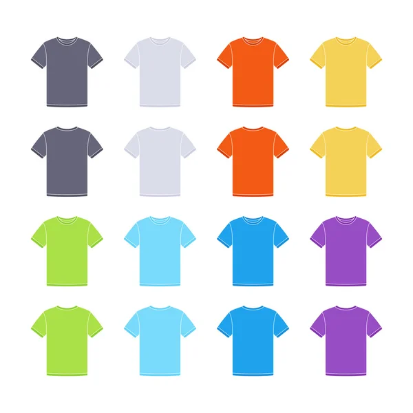 T-shirts manches courtes de couleur masculine collection de modèles — Image vectorielle