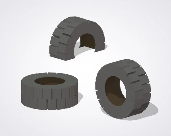 Neumáticos de goma viejos y bajos — Vector de stock