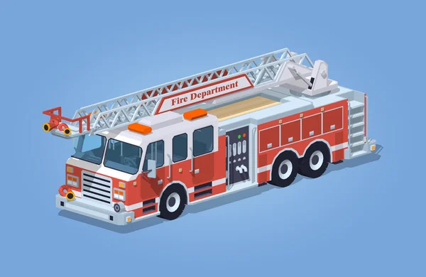 Camión de bomberos de poli baja — Vector de stock