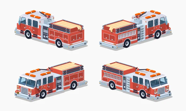 Camión de bomberos de poli baja — Vector de stock