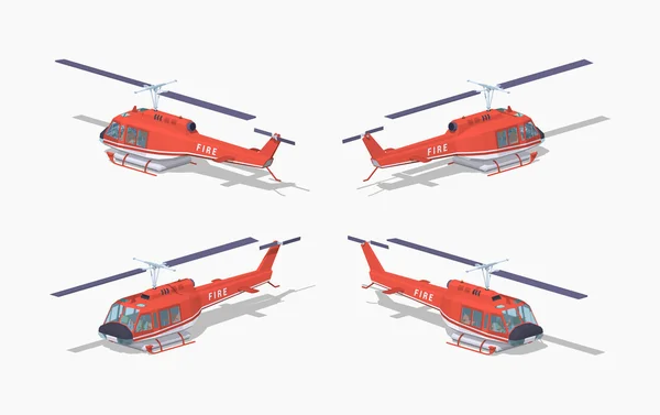 Alacsony poly tűzoltó helikopter — Stock Vector