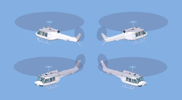 Low Poly weißer Hubschrauber — Stockvektor