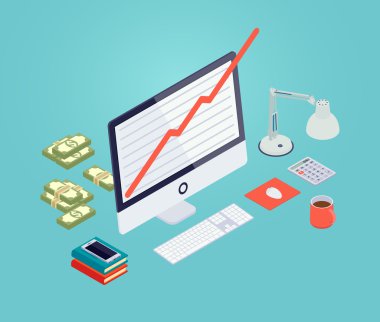 Monitör ekranında büyüme grafiği