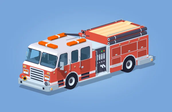 Camión de bomberos de poli baja — Vector de stock