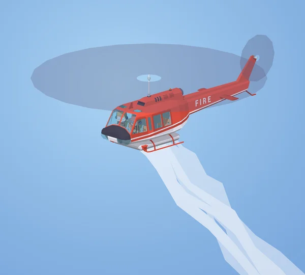 Alacsony poly tűzoltó helikopter — Stock Vector