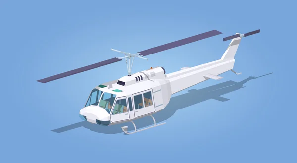 Low poly biały helikopter — Wektor stockowy