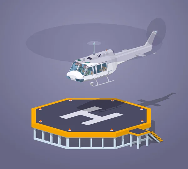 Low poly heli pad — Stock Vector