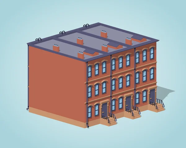 Low poly brownstone town house — Stock Vector