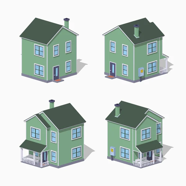 Low poly maison de banlieue — Image vectorielle