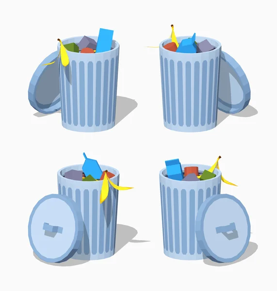 Cubo de basura de poli bajo — Vector de stock