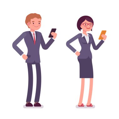 Ofis çalışanları akıllı telefonlar ile ayakta