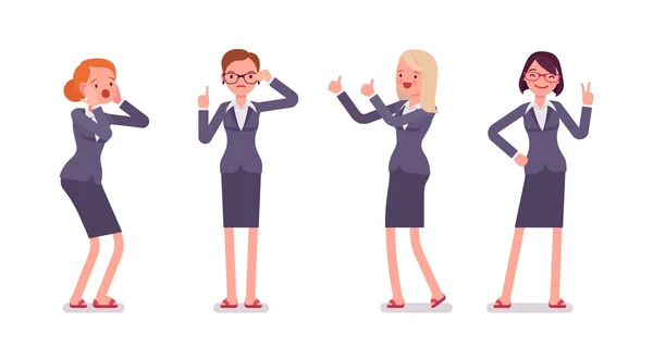 Ensemble de quatre personnages féminins d'entreprise — Image vectorielle