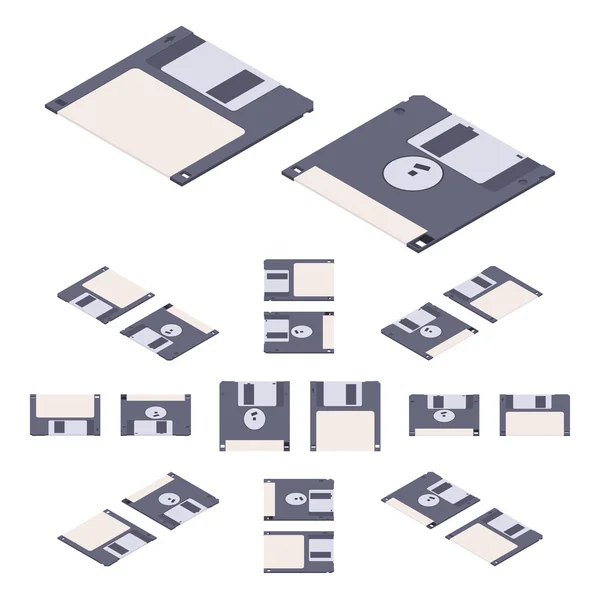 Disco floppy piatto isometrico, dischetto — Vettoriale Stock