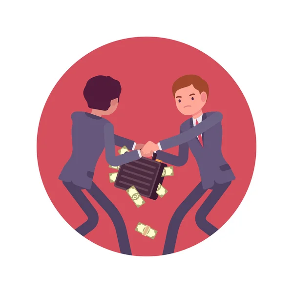 Lutte entre hommes d'affaires pour une affaire d'argent — Image vectorielle